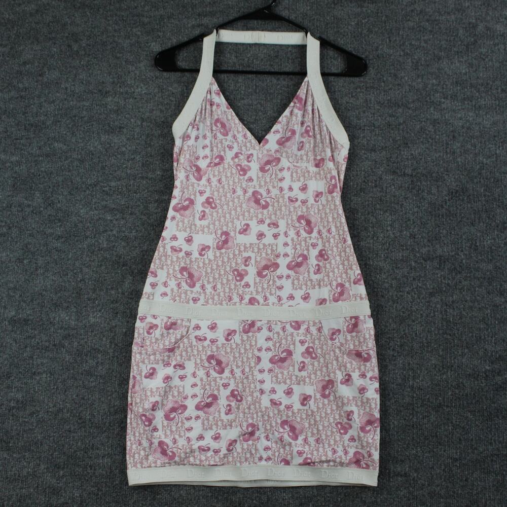 VTG Christian Dior Dress 10 John Galliano Resort 2005 CherryBlossom Monogram Y2K